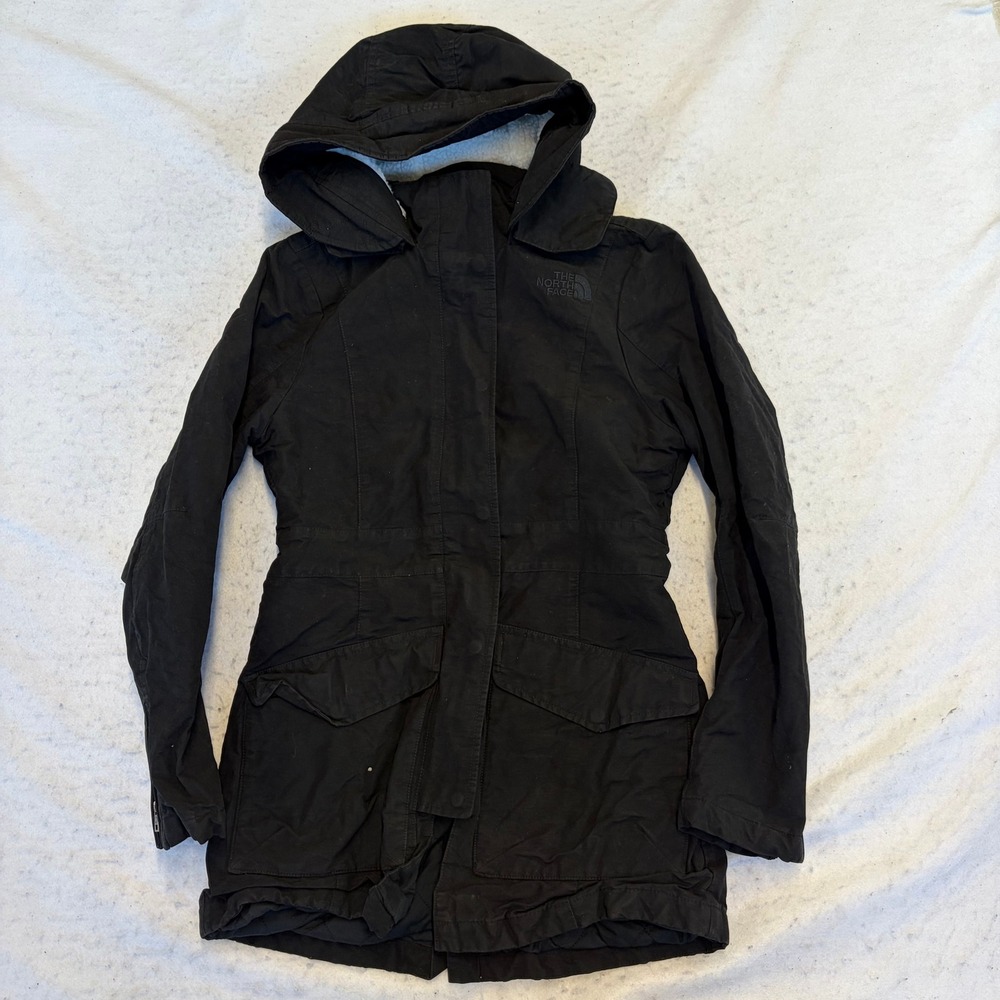 The North Face Parka Jacket Womens S Black Hooded Insulated Utility Coat